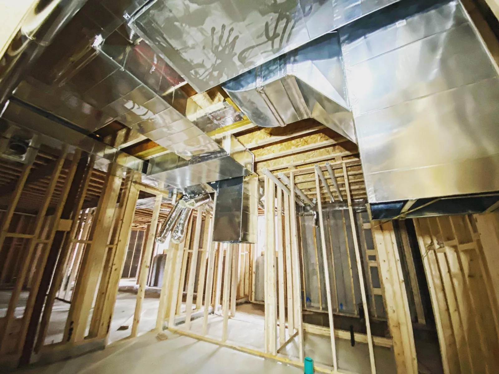 Clean basement ductwork installed by Delson Air during a GTA renovation